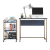 Baylor Desk with Rolling Cart, Navy/Gold - Navy