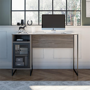 Purdue Single Pedestal Computer Desk - Gray Oak - N/A